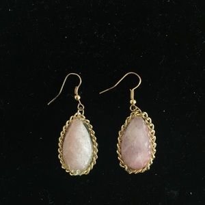Pink quartz imitation earring